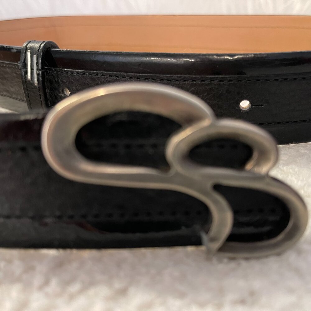 Scervino Street Women's Black  Leather  Silver Buckle Belt Size S-M